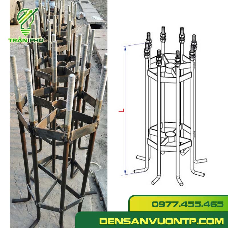 Bu lông khung móng cột đèn pha, cột tín hiệu giao thông